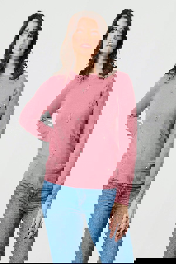 Blush | Floral Gemstone Embellished Jumper
