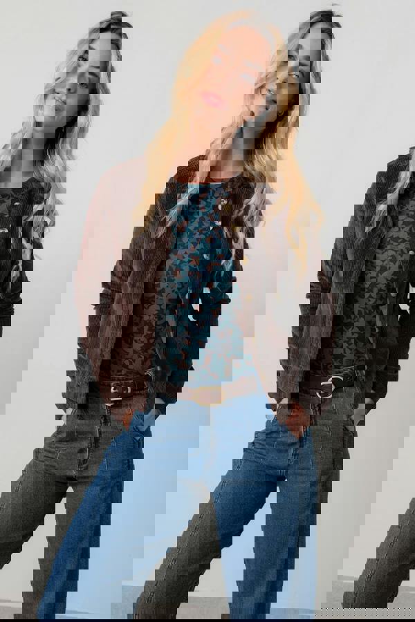 Lily & Me Rene Stretch Jumbo Cord Jacket Chocolate