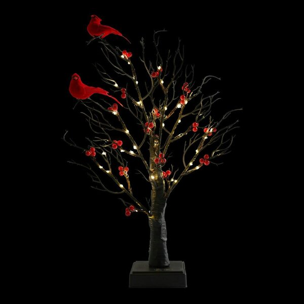 smartbies 60 LED Pre-Lit Birch Twig Tree with Birds & 10 Piece Christmas Pendant Set