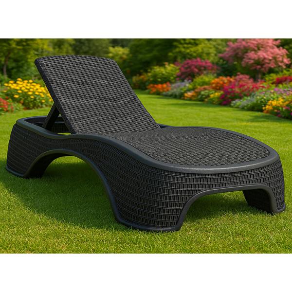 Homeology MALDIVES Black Prestigious Outdoor Rattan-Style Adjustable Sun Lounger Pre-Assembled