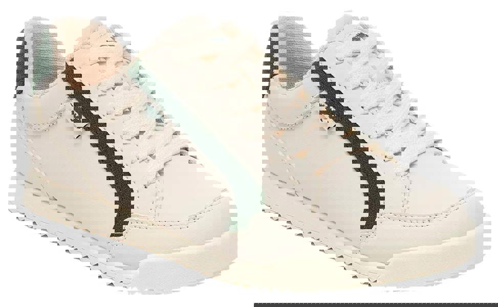 Rocket Dog Bolt Womens Casual Smart Lace Up Shoes Trainers, white sneakers with green accents and lace-up closure.