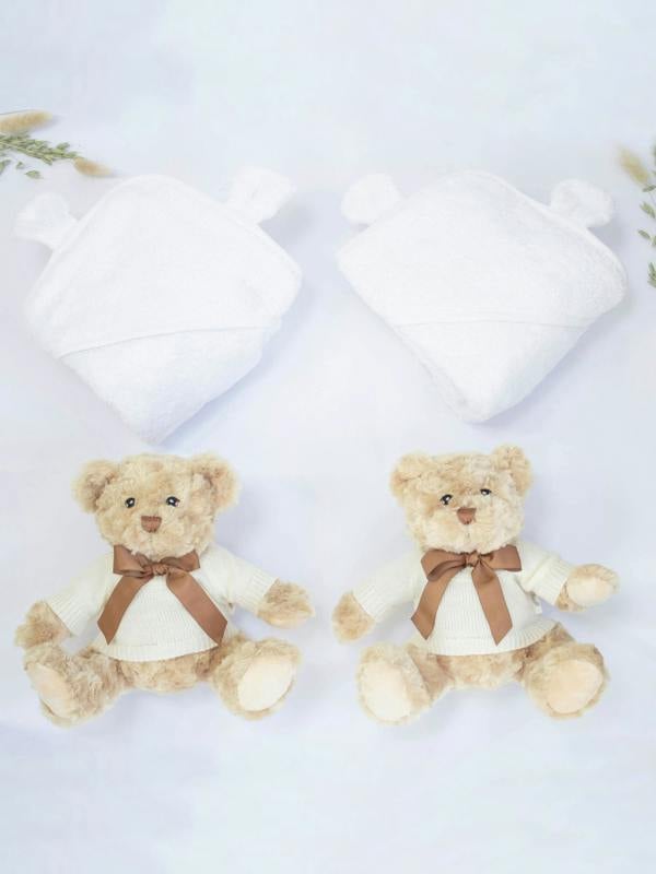 The Baby Gifting Company Twin Neutral Teddy and Towel Hamper