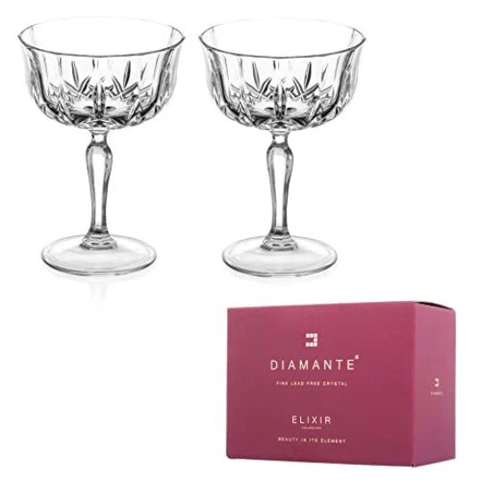 Diamante Dorchester Champagne and Cocktail Saucer - Set of 2