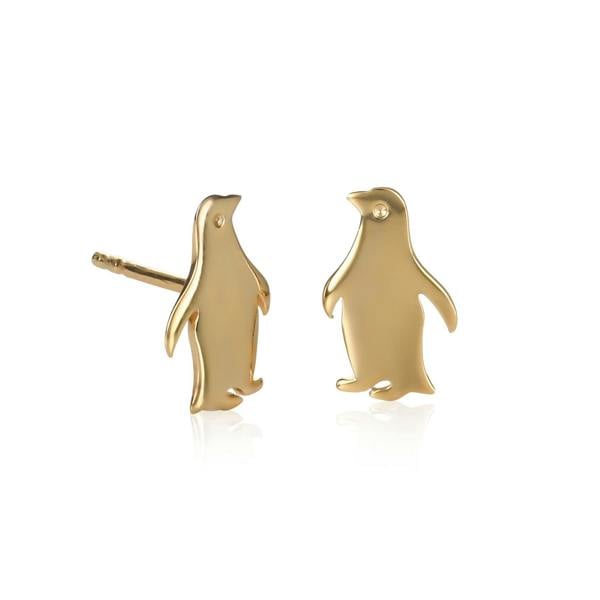 namana Gold Plated 925 Sterling Silver Cute Penguin Shaped Small Stud Earrings for Women