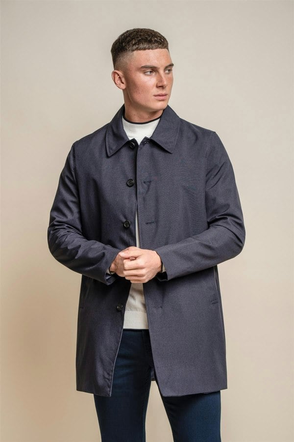 Brando mac navy long coat front