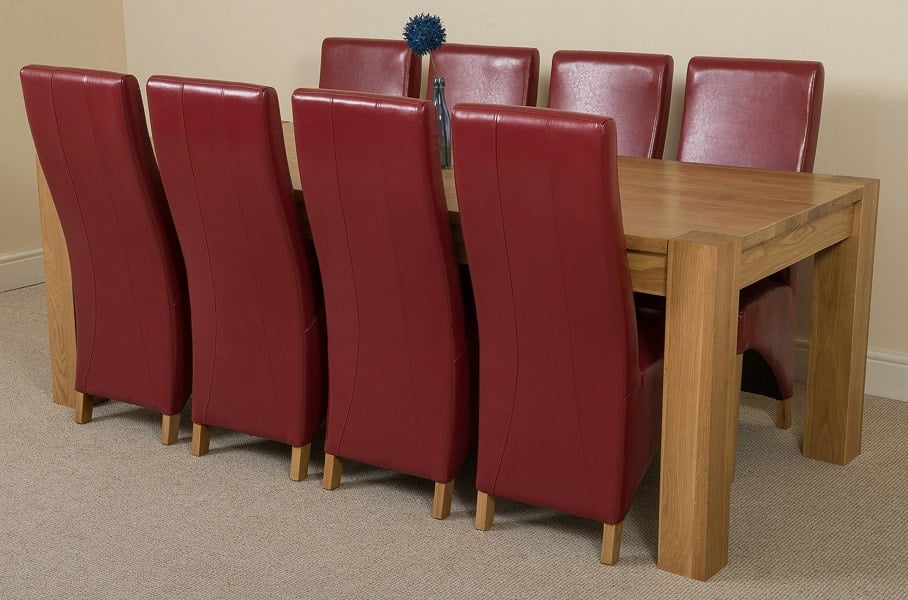 That's Furniture Kuba Extra Large Oak Dining Table with Lola Leather Chairs