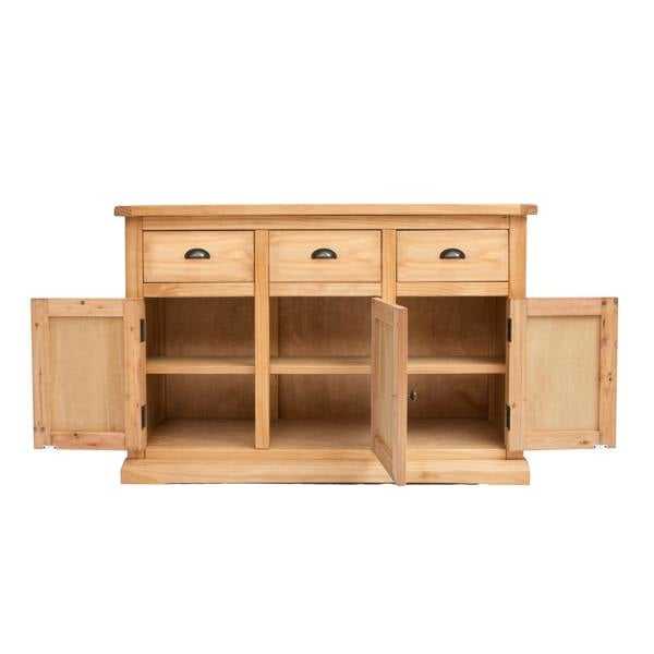 Cabinet Bits Lucca Waxed 3 Drawer 3 Door Sideboard Brass Cup Handle