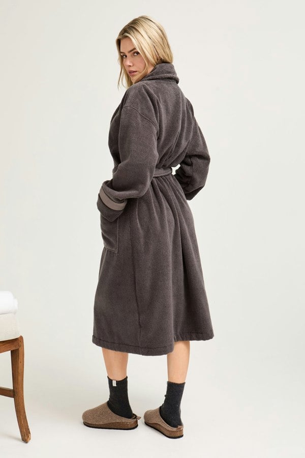 His and Hers Bamboo Towelling Robe in Smoke Grey - Robes