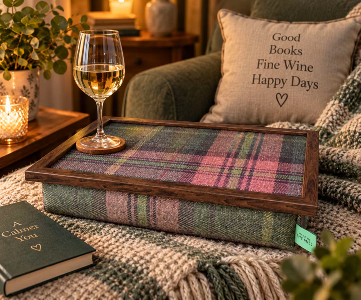 Made in the Mill Luxury Harrier Tweed Lap Tray With Bean Bag