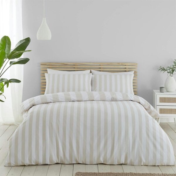 Cove Stripe Natural Duvet Cover Set