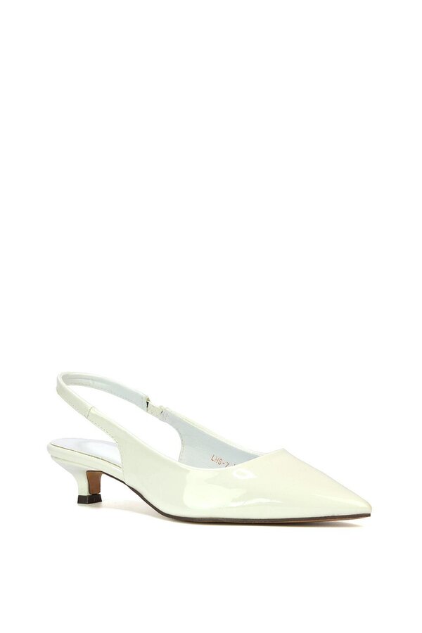 XY LONDON Pointed Toe Low Kitten Heel Slingback Pumps