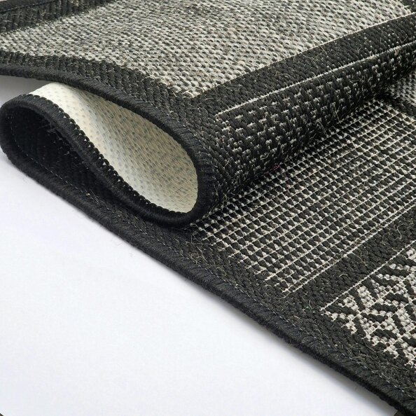 Non-Slip Black Rug Flat Weave Checkered Kitchen Dining Room Living Room Area Mat