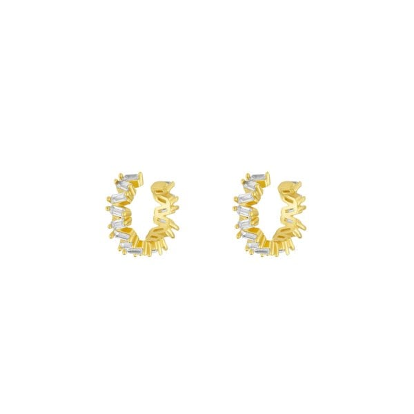 Spero London Irregular Baguette Ear Cuff No Piercing Sterling Silver - Pair