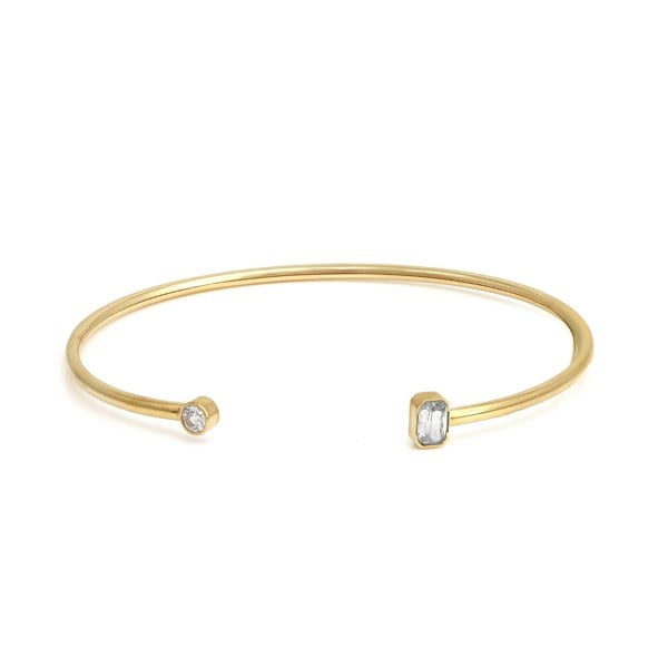 Say It With April Diamond Birthstone Bangle - Yellow Gold Plated
