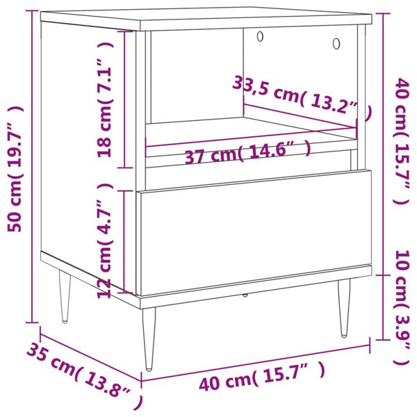 Berkfield Bedside Cabinet Sonoma Oak 40x35x50 cm Engineered Wood