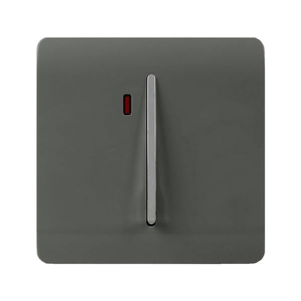 Trendi Switch 1 Gang 45 Amp Cooker Switch with Neon in Charcoal Grey