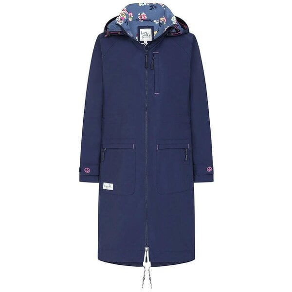 Lazy Jacks LJ67 - Ladies Long Waterproof Coat - Marine Posy
