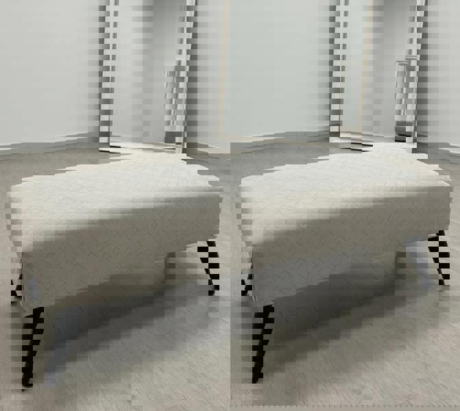 Premium off white creamy stitched design plain lid footstool bench or coffee table - ISTOOLS