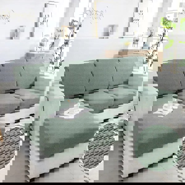 Anyseat Sofa Cover Cypress Green Polyester Thick Stretchable Cushion For Living Room 1Pc Normal Size 145-185cm