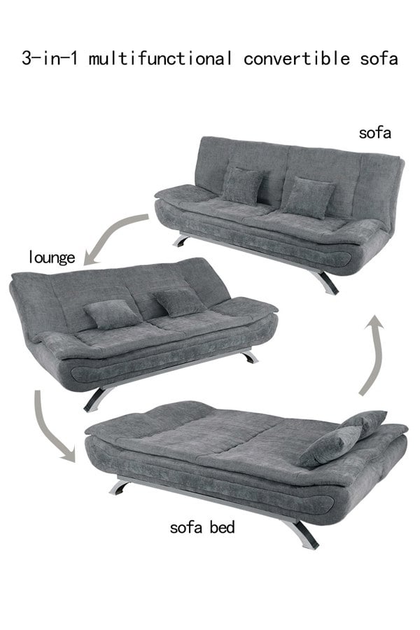 Living and Home 2-Seater Linen Fabric Click-Clack Convertibles Sofa Bed