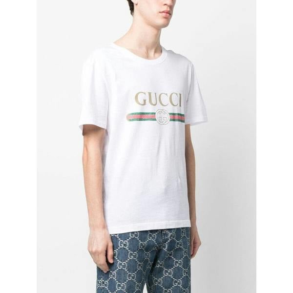 Gucci Classic Interlock Printed Logo T-Shirt   in  White