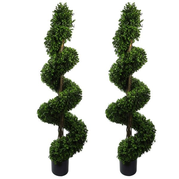 Leaf 150cm Pair of Spiral Buxus Artificial Tree UV Resistant Outdoor