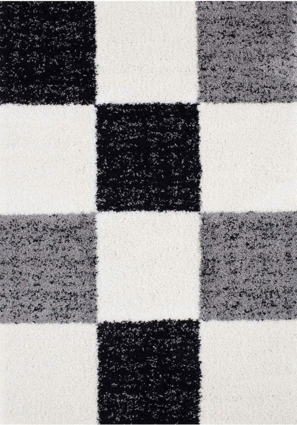 Geometric Design Thick Shaggy Area Rugs Grey