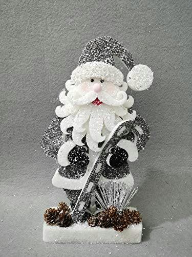 32cm Grey Santa Tabletop Christmas Decoration with Glitter Detail and Foam Construction image 6