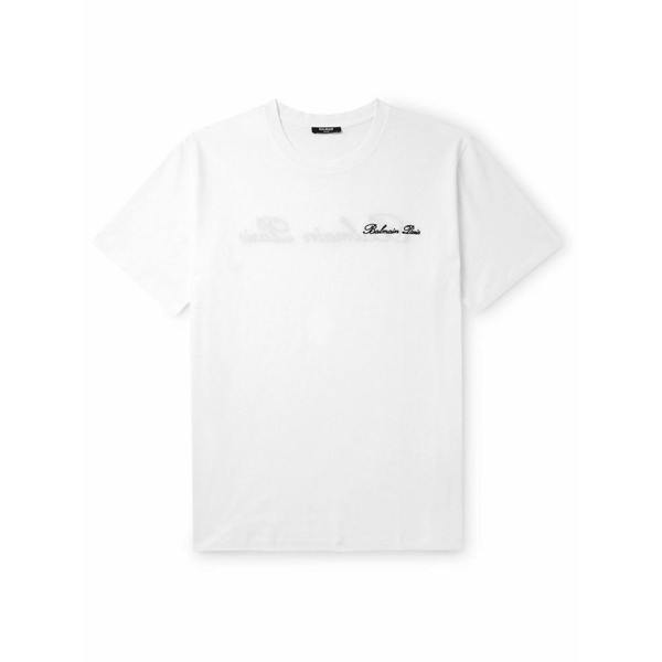 Balmain Logo Embroidered Loose Fit T-Shirt   in  White