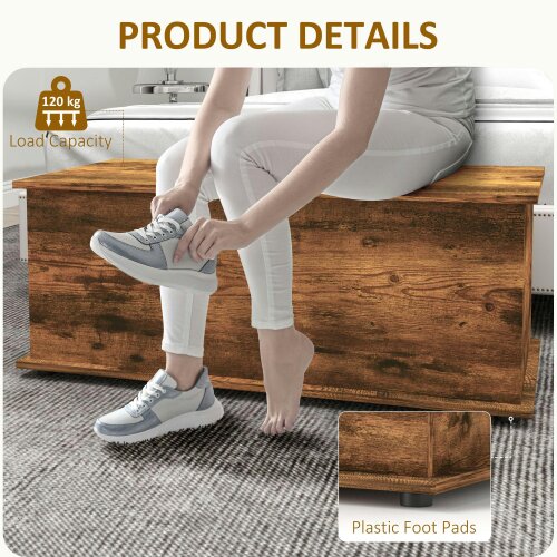 Wyld Haus Nomo Malu Rustic Brown Storage Trunk With Flip Top Lid Safety Hinges