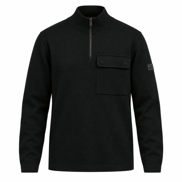 Barbour International Burley Half Zip Cardigan Jumper Black