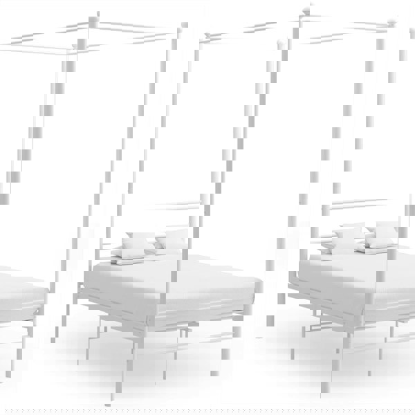 Berkfield Canopy Bed Frame White Metal 140x200 cm