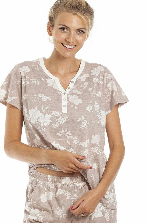 Womens Lightweight Floral Capri Pyjama Set
