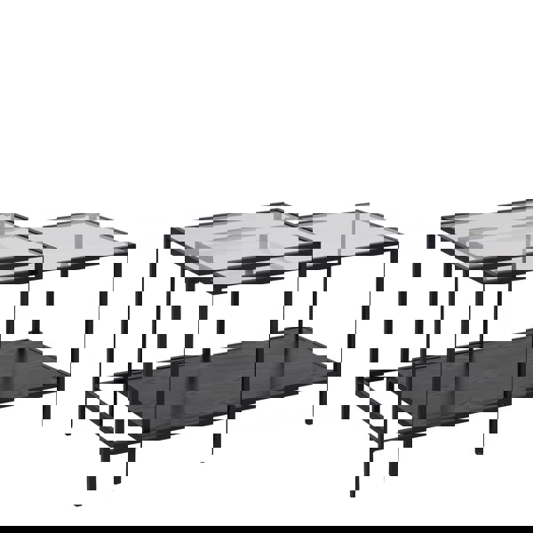 Furniture To Go Seaford Black Metal Coffee Table Set with Glass Top