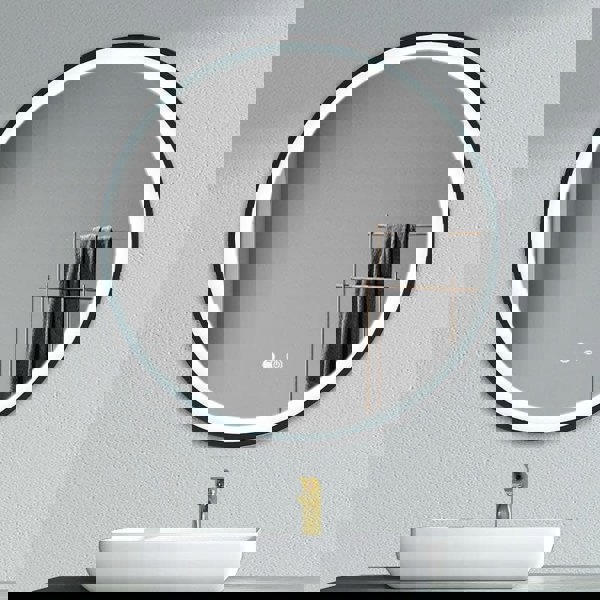 Round Metal Framed LED Wall Mirror Bathroom Mirrors Living and Home 80cm W x 4cm D x 80cm H