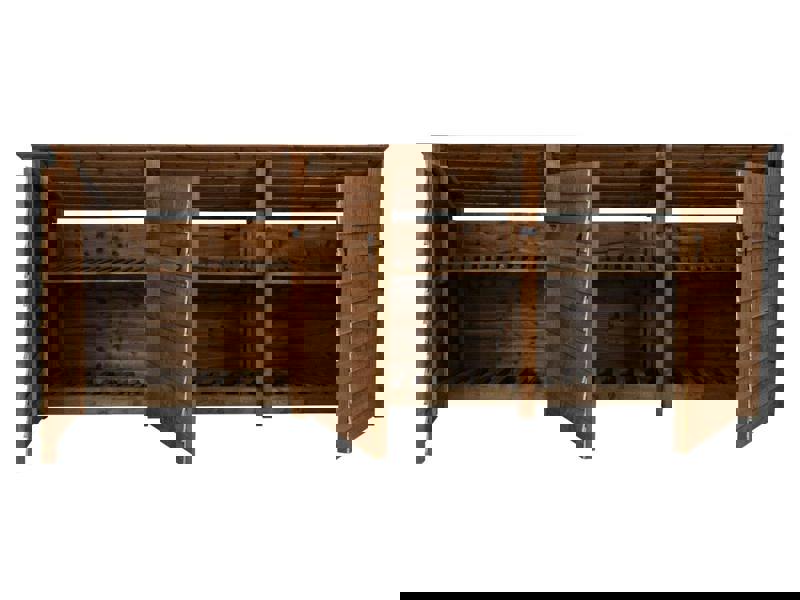 Arbor Garden Solutions Wooden Log Store (Roof Sloping Back) with Doors and Shelf W-335cm, H-126cm or 180cm, D-88cm - Brown Finish