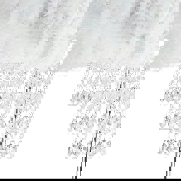 Modern Chandelier Style White Feather Floor Lamp with Waterfall Drops Image 3