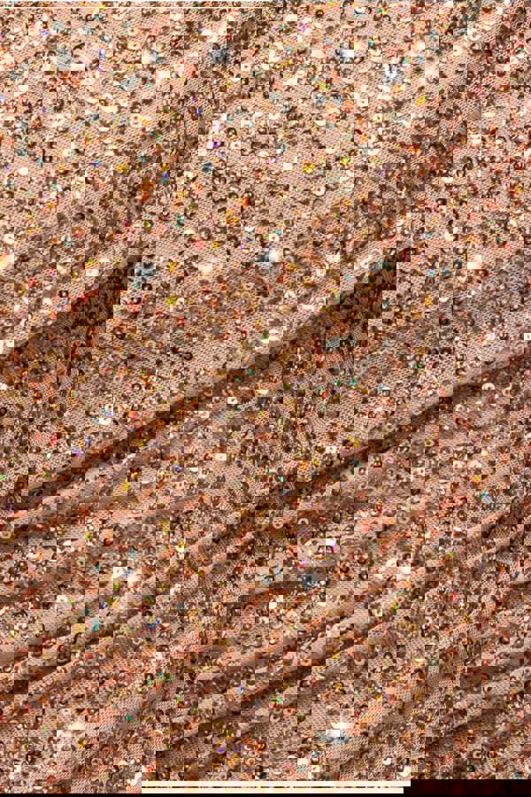 Off The Shoulder Sequin Cowl Drawstring Maxi Dress - Gold DR4824