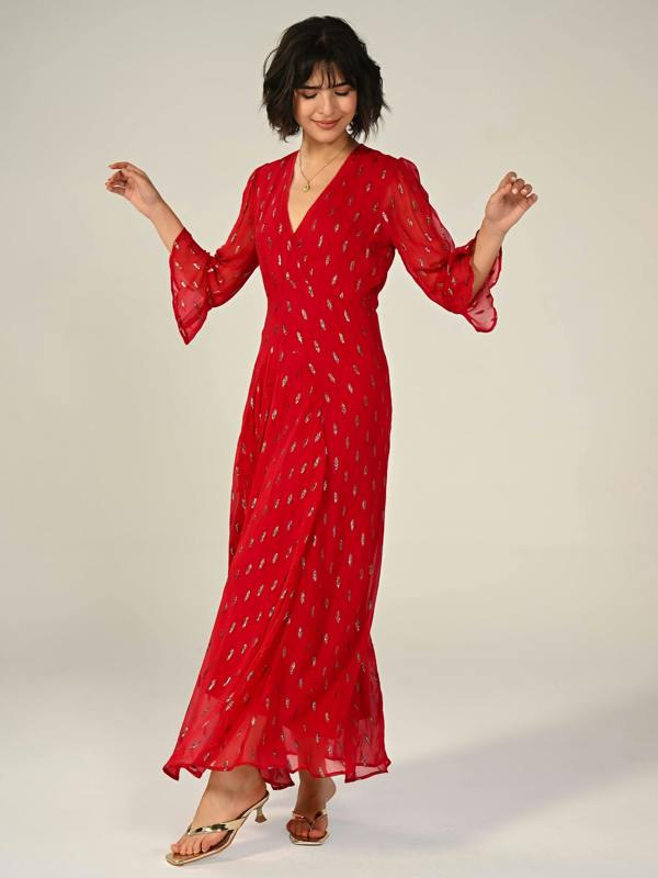 Rose & Nancy Tory Red Sparkle Maxi Dress