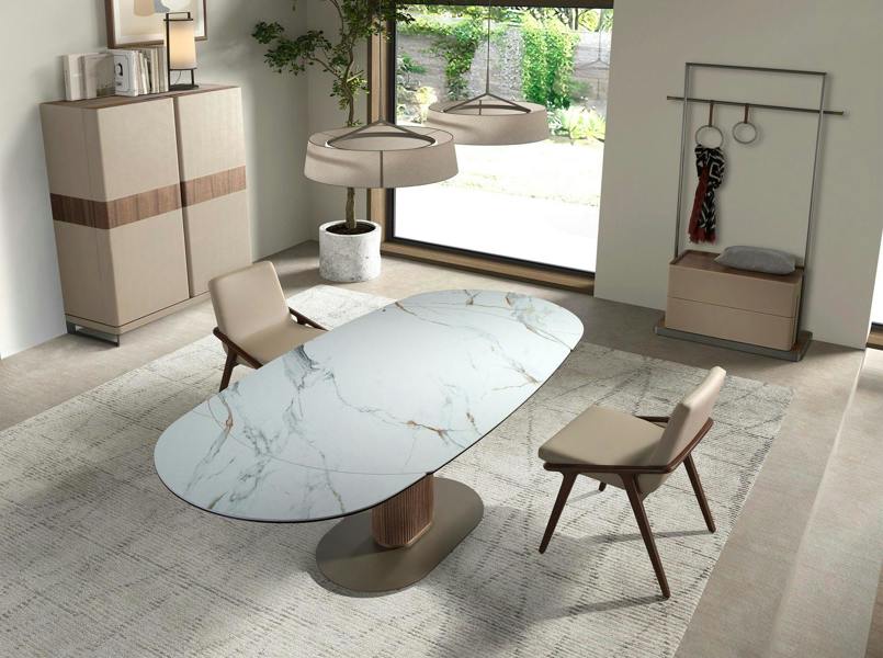 Angel Cerdá Tall Sideboard in Leatherette, Walnut and Polished Steel 3276