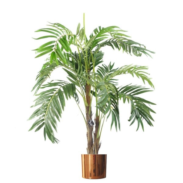 Leaf 120cm Realistic Artificial palm tree with pot with Copper Metal Planter