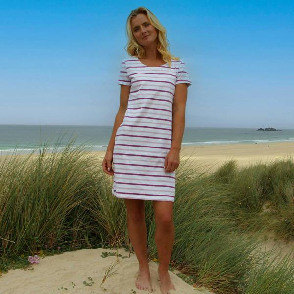 Lazy Jacks Womens/Ladies Striped T-Shirt Dress - Pink - 