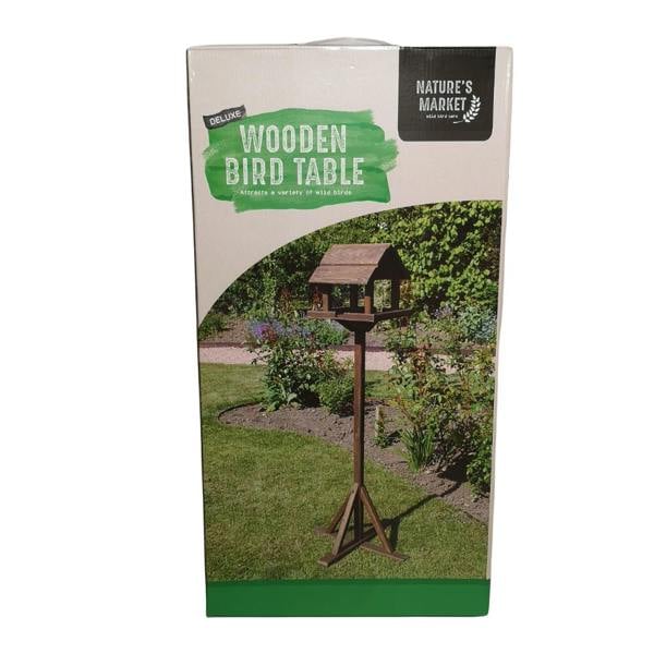 Samuel Alexander Dark Wooden Deluxe Garden Bird Feeder / Feeding Table