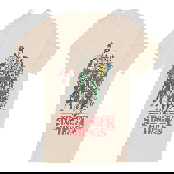 Stranger Things Mens Hawkins Bike Riders T-Shirt - Natural - 