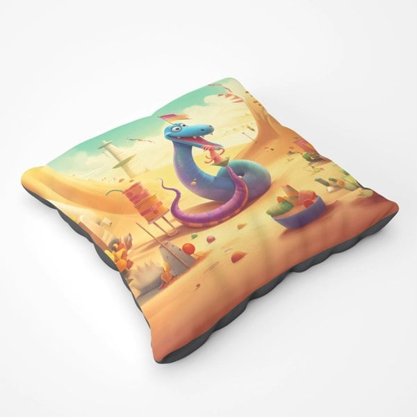 Warren Reed Snake On A Beach Holiday Floor Cushion