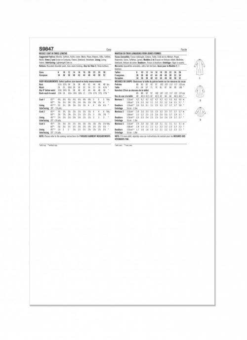 Simplicity Sewing Pattern 9847, Coats, Vintage Style for Women, Y5 (18-20-22-24-26) - Easy