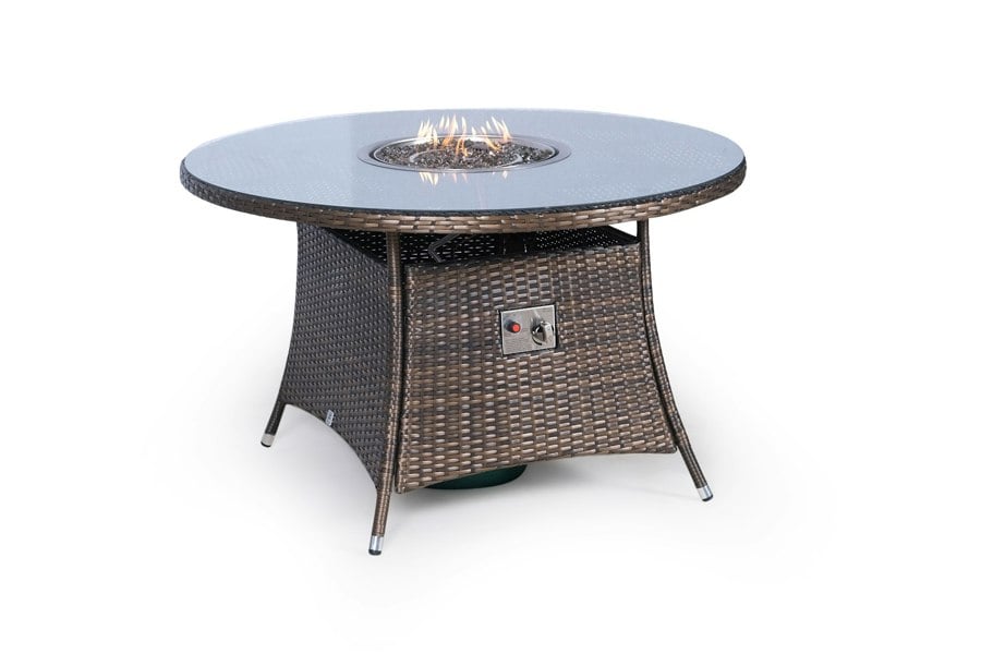 Giardino Savannah Fire Pit 4 Seater Round Rattan Dining Set