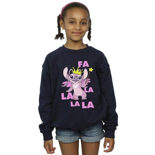 Disney Girls Lilo & Stitch Angel Fa La La Sweatshirt - Navy Blue