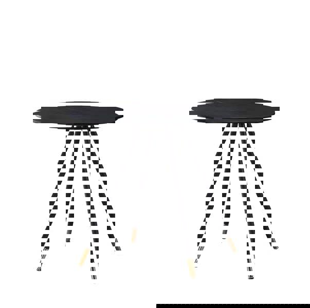 Life Interiors Dorchester Lux Dining Table 4 or 6 – Modern Round Table with Durable Powder-Coated Black Metal Legs,
