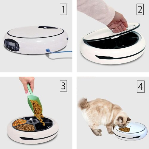 Lentek 5 Meal Automatic Pet Feeder Timed Food Dispenser with Voice Recorder for Cats & Dogs